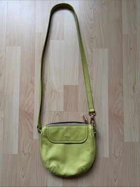 Furla Lime Green Pebbled Leather Crossbody bag